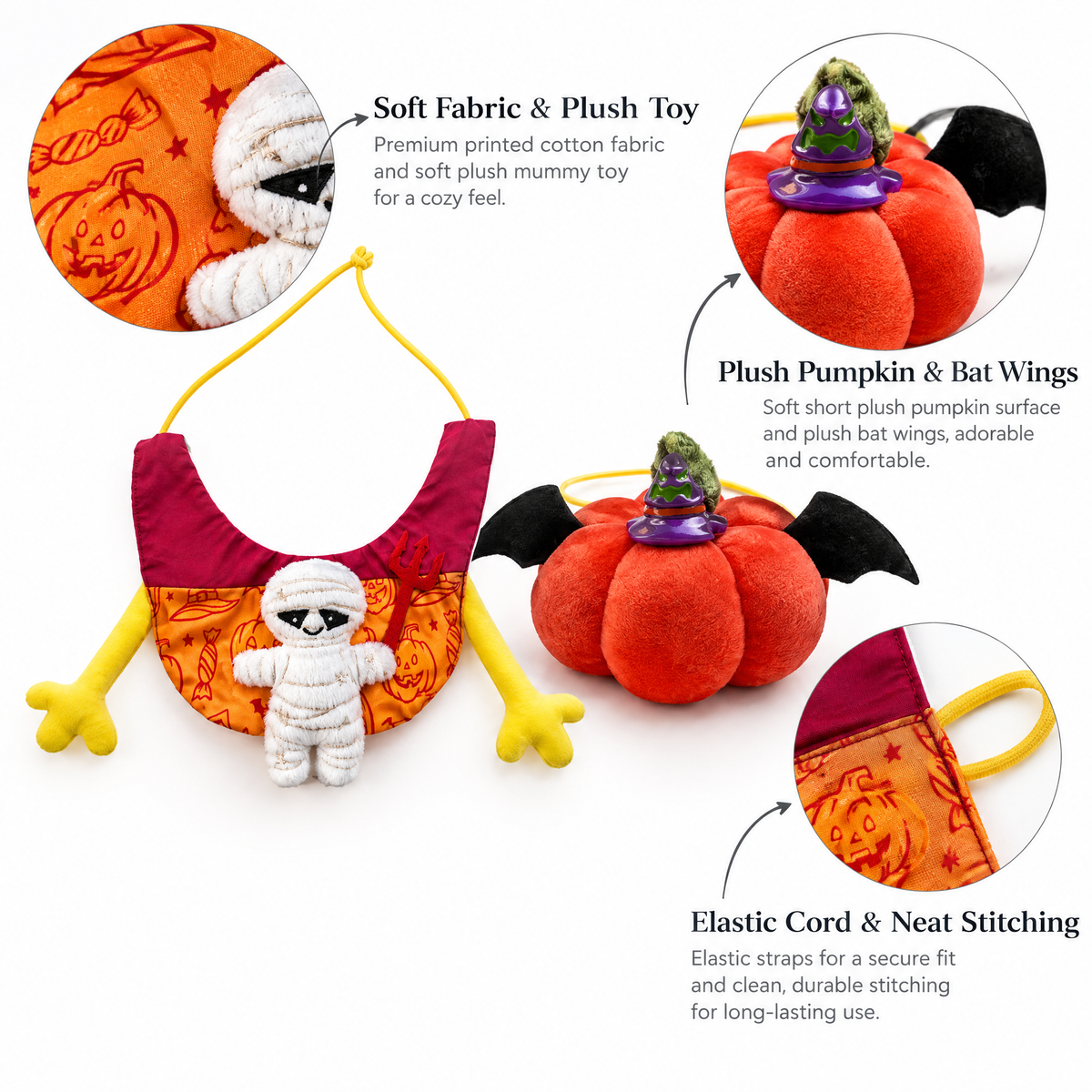Material details of the Halloween pet costume set